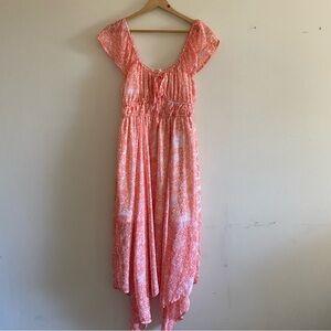 Dizzy Lizzy Coral and White Floral Maxi Dress